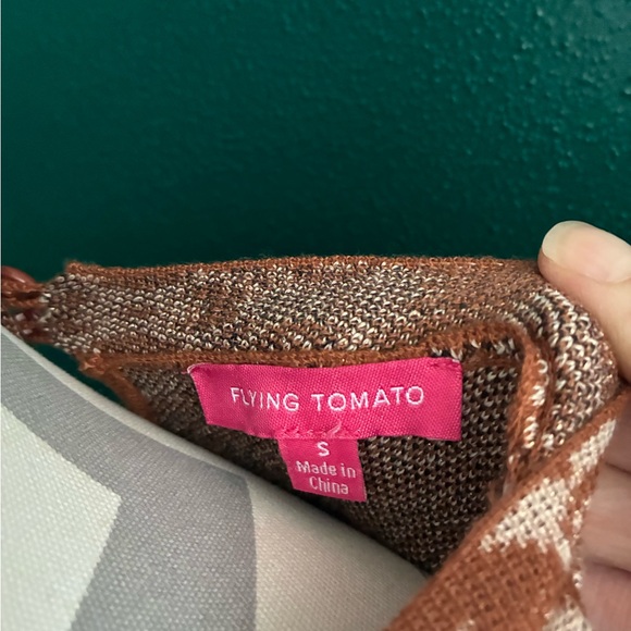 Flying Tomato S Elegant Brown Patterned Women's Top - Picture 4 of 4